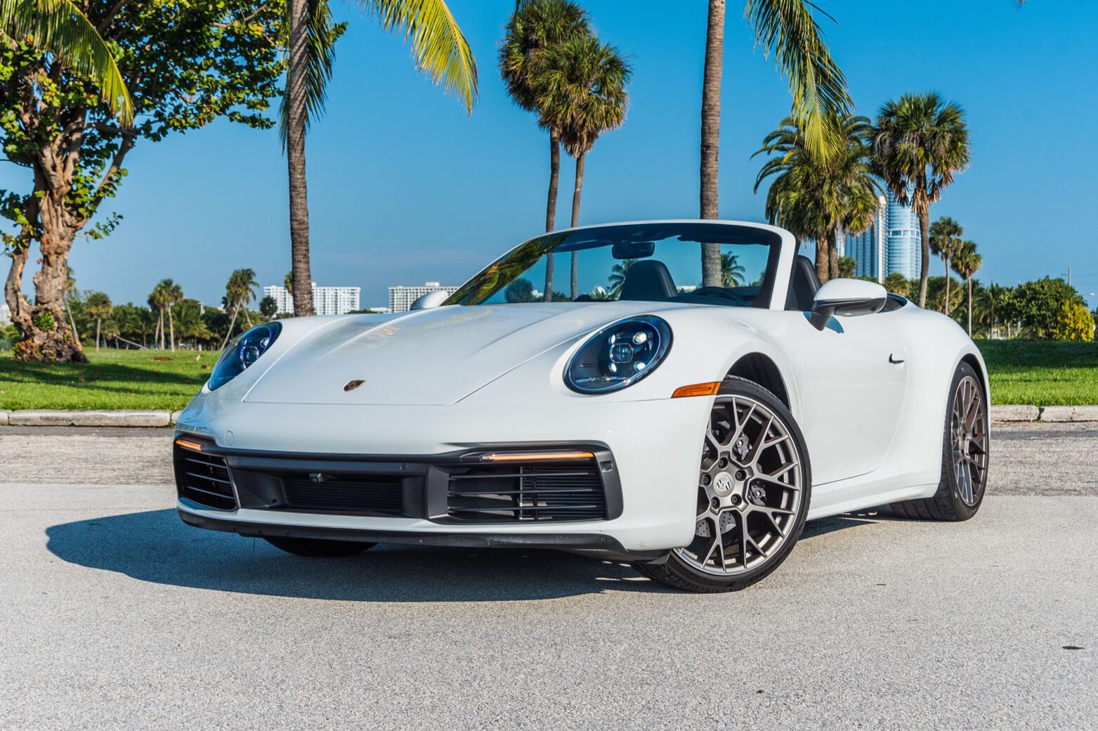 Porsche 911 Carrera Convertible White Rental Miami 00001